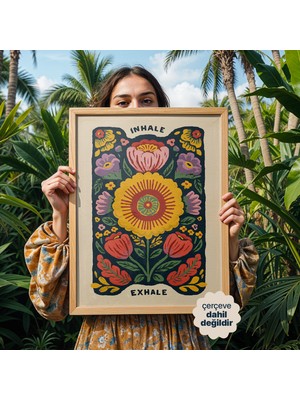 Persona Istanbul Artificial Collection "ınhale, Exhale" - Modern Folk-Art Tipografik Poster (Çerçevesiz)