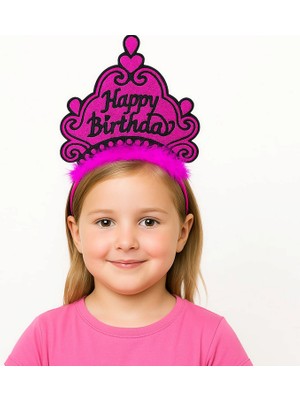 Zero Land Hnrlishp Fuşya Happy Birthday Prenses Tacı – Doğum Günü Taç Aksesuarı