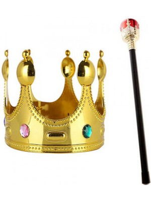 Zero Land Hnrlishp Çocuk Boy N Renk Kral Tacı ve Kırmızı Topuzlu Kral Asası