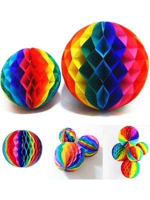 Zero Land Hnrlishp Gökkuşağı Renkli 30 cm Rengarenk Kağıt Süs Fener 1 Adet