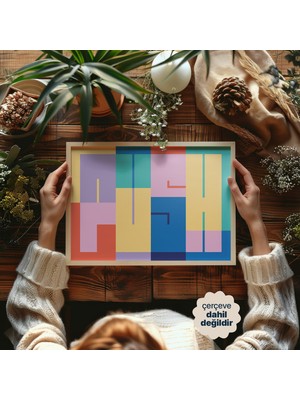 Persona Istanbul "geometric Push" - Modern Renk Bloğu Tipografi Posteri (Çerçevesiz)