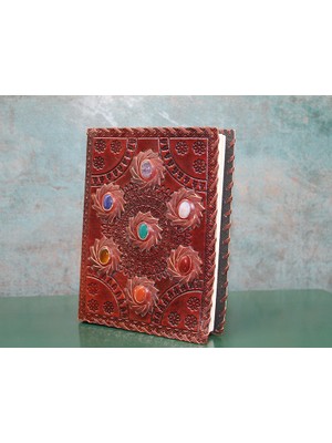 Derin Stok Taşlı Deri Defter Model 7