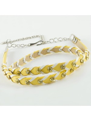 Zero Land Hnrlishp Örgülü Deri Taşlı Kemer-Turuncu