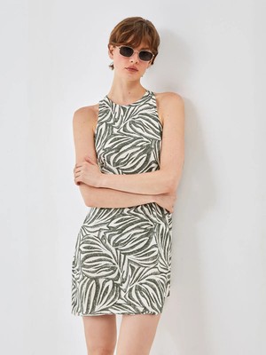 Lc Waikiki Yeni Sezon Bisiklet Yaka Desenli Kadın Elbise