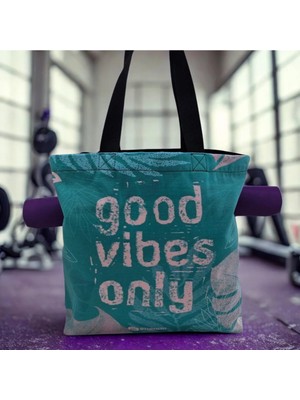 Essendo Kanvas Çanta -Pilates ve Yoga Çantası- Good Vıbes Only