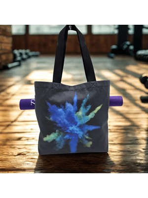 Essendo Kanvas Çanta -Pilates ve Yoga Çantası- Siyah Mavi