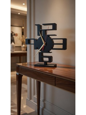 Safir Design Siyah Modern Rakam Tasarımlı Masa Saati - Dekoratif Ofis ve Ev Hediyesi - Büyük Boy Estetik Saat