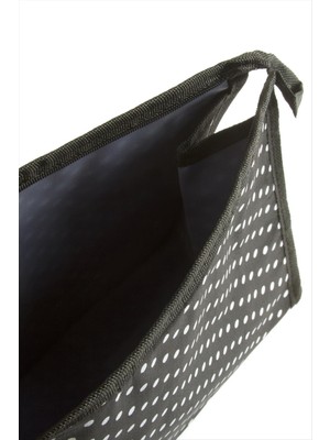 Zero Land Hnrlishp Benekli Desenli Makyaj Çantası-Siyah