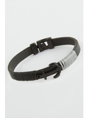 Zero Land Hnrlishp Çapa Kaliteli Suni Deri Bileklik-Siyah