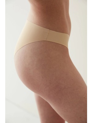 Penti Bej Smooth İz Yapmayan Dikişsiz Orta Bel Lazer Kesim Slip Külot