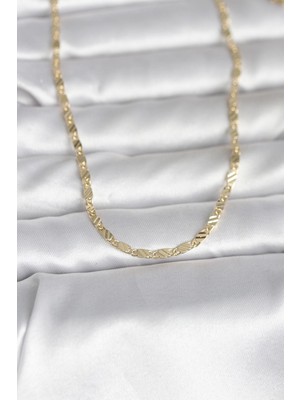 Maarketim 14K Gold Renk Çizgi Lazer Model 60 cm Kadın Kolye