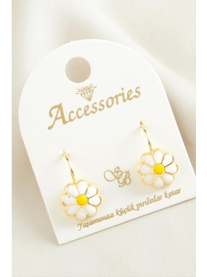 Zero Land Hnrlishp Papatya Mineli Klipsi Küpe-Sarı