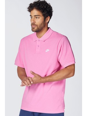 Nike Sportswear Clup Regular Fit Kesim Erkek Pembe Polo Yaka Tişört