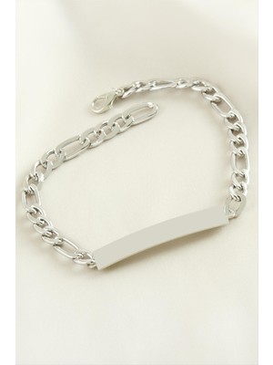 Zero Land Hnrlishp Isim Yazılabilir Boş Plaka Bileklik-Gümüş Rengi