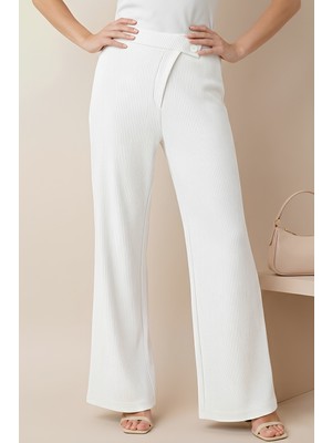 BS Hood x Nurbeli Kadın Asimetrik Kapama Pliseli Esnek Palazzo Pantolon