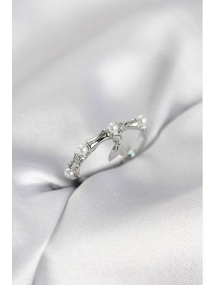 Maarketim Gümüş Renk Sallantılı Kemik Model Kadın Yüzük