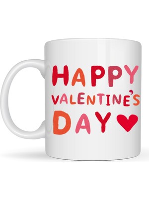 Maarketim Happy Valentine’s Day Kupa – Model 4 Sevgililer Günü Hediyesi - Aşk Temalı Porselen Kupa - Sevgiliye Özel Tasarım