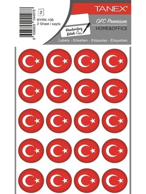Tanex Bayrak Sticker Yuvarlak 25X25MM 2li BYRK-106 Paketli - 3 Adet
