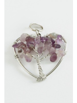 Zero Land Hnrlishp Ametist Kalp Doğaltaş Kolye Ucu-Mor