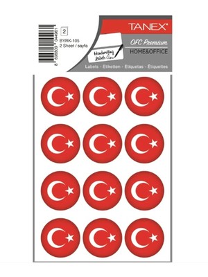 Tanex Bayrak Sticker Yuvarlak 32X32MM 2li BYRK-105 Paketli - 3 Adet