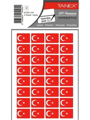 Tanex Bayrak Sticker 22X16MM 2li BYRK-104 Paketli - 3 Adet