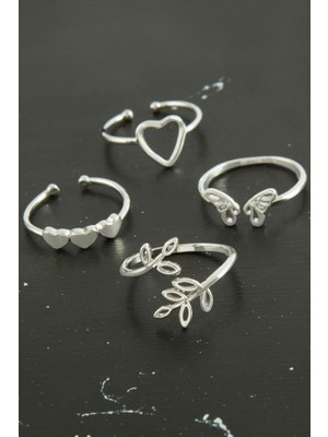 Zero Land Hnrlishp Karışık Lüx Çelik Eklem Yüzük 1 Adet-Gümüş Rengi