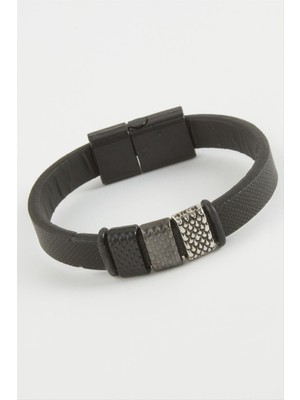 Zero Land Hnrlishp Noktalı Kaliteli Mıknatıslı Suni Deri Bileklik-Siyah