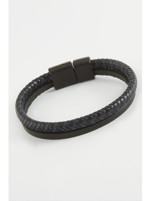 Zero Land Hnrlishp Mıknatıslı  Deri Bileklik-Lacivert