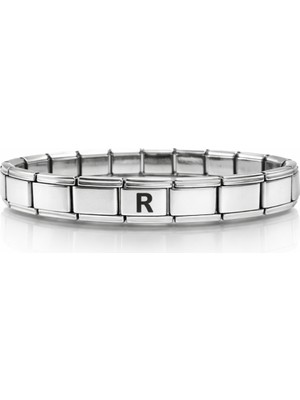 Maarketim Kişiye Özel R Harfli Çelik Bileklik – İtalyan Charm Bilezik, Ayarlanabilir Zarif Tasarım