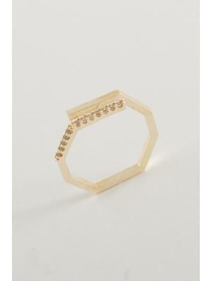 Zero Land Hnrlishp Köşeli Taşlı Yüzük-Sarı