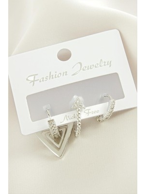 Zero Land Hnrlishp 3 Adet Ok Zirkon Taşlı Küpe-Sarı