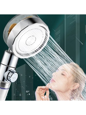 By Nevser® Turbo Pervaneli ve Filtreli Su Tasarruflu 360 Derece Dönebilen Tazyikli Duş Başlığı