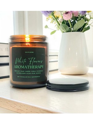 Asb Ambalaj Bergamot Vanilya Yasemin Kokulu Mum Doğal Soya Mum – Metal Kapaklı Kavanoz Mum 170GR