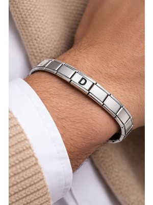 Maarketim Harfli Çelik Bileklik D Harfi – Kişiye Özel Paslanmaz Çelik Kadın Bileklik – Esnek İtalyan Model