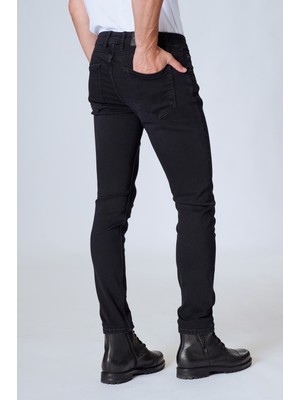 Twister Panama x 748-B Black Black Likralı Dar Paça Dar Kesim Erkek Kot Pantolon Yıkamalı Siyah