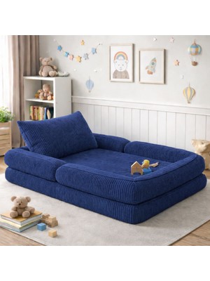 Puffiber Yeni Nesil  Premium Katlanabilir Modüler Çocuk Oyun Yatağı ve Minderi 80X160 cm Tam Sünger