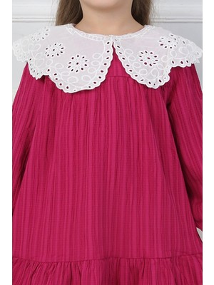 Kız Çocuk Bebe Yaka Brode Detaylı Müslin Elbise