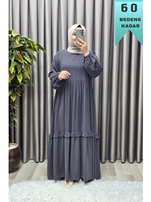 Elmas Tesettür Kadın Tesettür Giyim Büyük Beden Endonezya Krebi Fırfırlı Elbise