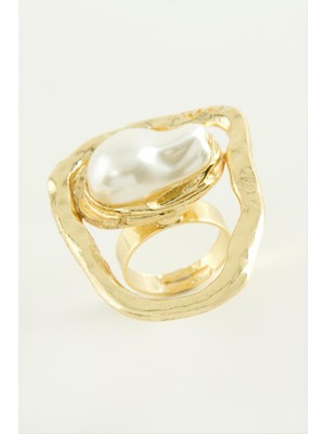 Zero Land Hnrlishp Oval Inci Metal Yüzük-Gümüş Rengi