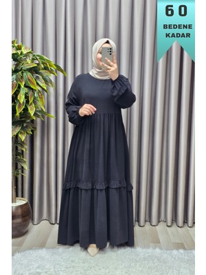Elmas Tesettür Kadın Tesettür Giyim Büyük Beden Endonezya Krebi Fırfırlı Elbise