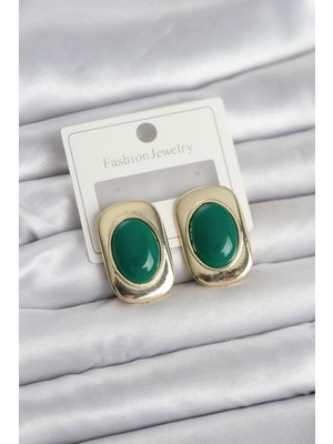 Maarketim Yeşil Renk Kare Model Vintage Kadın Küpe