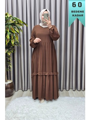 Elmas Tesettür Kadın Tesettür Giyim Büyük Beden Endonezya Krebi Fırfırlı Elbise