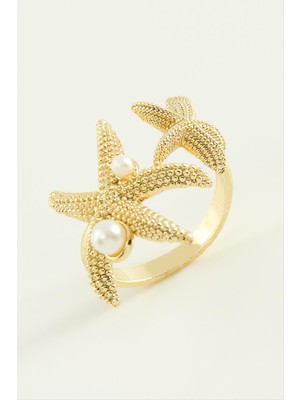 Zero Land Hnrlishp Deniz Yıldızı Inci Metal Yüzük-Gümüş Rengi