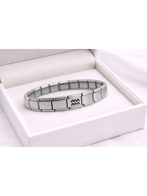 Maarketim Çelik Nomination Bileklik Kova Burcu | Paslanmaz Çelik Burç Bilekliği | Modern ve Özgün Tasarım