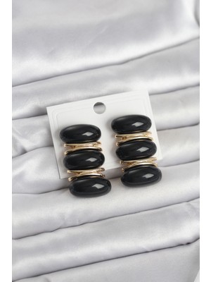 Maarketim Siyah Vintage Model Gold Renk Kadın Küpe