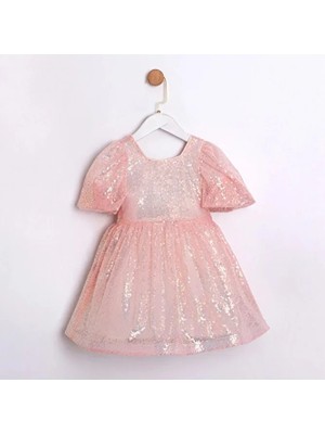 ministok Dream Party Arkası Fiyonklu Pul Payet Kız Çocuk Elbisesi