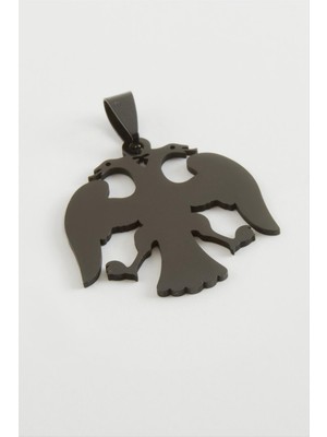 Zero Land Hnrlishp Çift Başlı Kartal Çelik Kolye Ucu 3 Cm-Siyah