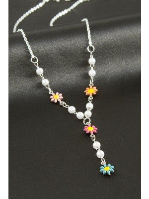 Zero Land Hnrlishp Papatya Mineli Inci Y Kolye - Gümüş Rengi