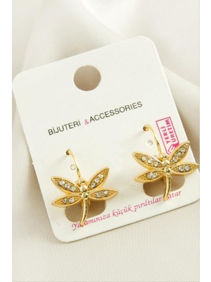 Zero Land Hnrlishp Yusufçuk Taşlı Klipsi Küpe - Sarı