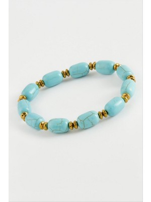 Zero Land Hnrlishp Silindir Turkuaz Doğaltaş Bileklik - Turkuaz